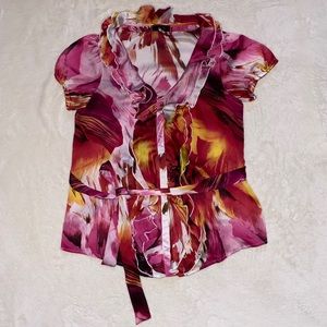 Floral Top w/ Belt Tie